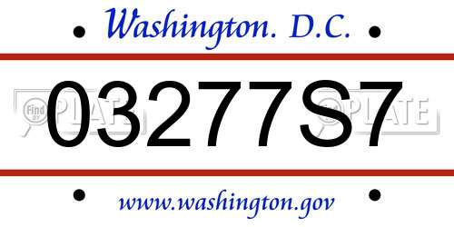 03277S7 District Of Columbia License Plate
