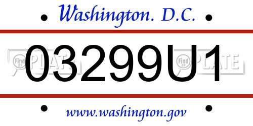 03299U1 District Of Columbia License Plate