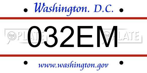 032EM District Of Columbia License Plate