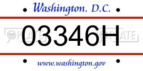 03346H District Of Columbia License Plate