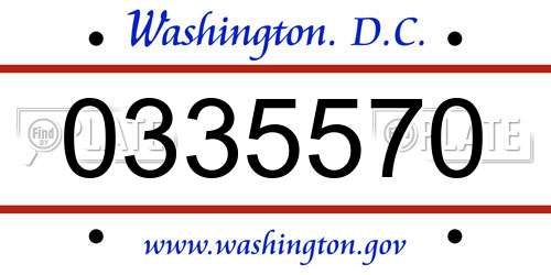 0335570 District Of Columbia License Plate