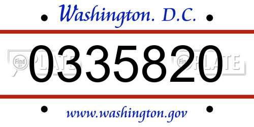 0335820 District Of Columbia License Plate