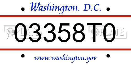 03358T0 District Of Columbia License Plate
