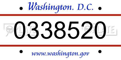 0338520 District Of Columbia License Plate
