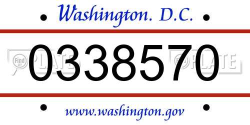 0338570 District Of Columbia License Plate