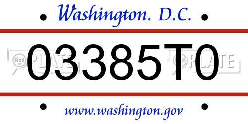 03385T0 District Of Columbia License Plate