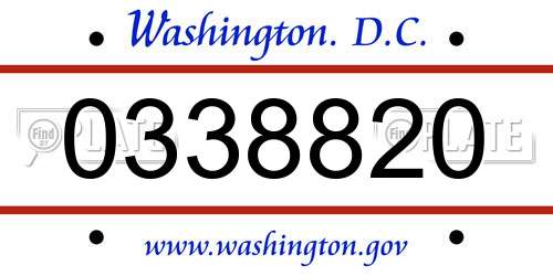 0338820 District Of Columbia License Plate