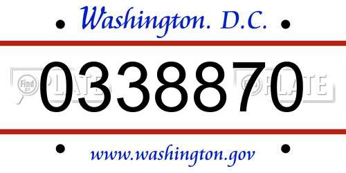 0338870 District Of Columbia License Plate