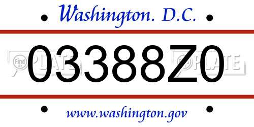 03388Z0 District Of Columbia License Plate