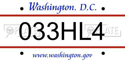 033HL4 District Of Columbia License Plate