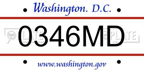 0346MD District Of Columbia License Plate