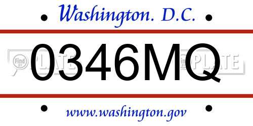 0346MQ District Of Columbia License Plate