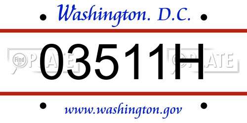 03511H District Of Columbia License Plate