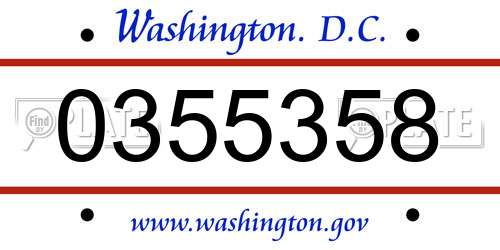 0355358 District Of Columbia License Plate