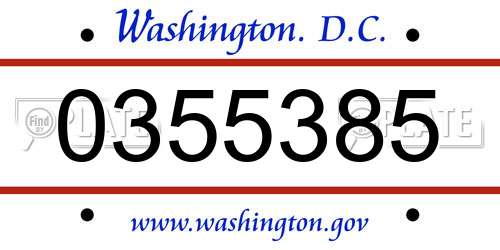 0355385 District Of Columbia License Plate