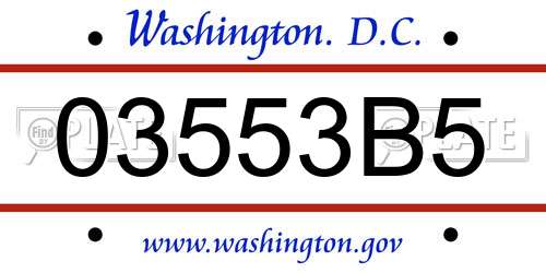 03553B5 District Of Columbia License Plate