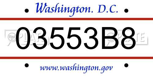 03553B8 District Of Columbia License Plate