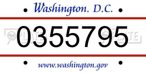 0355795 District Of Columbia License Plate