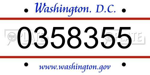 0358355 District Of Columbia License Plate