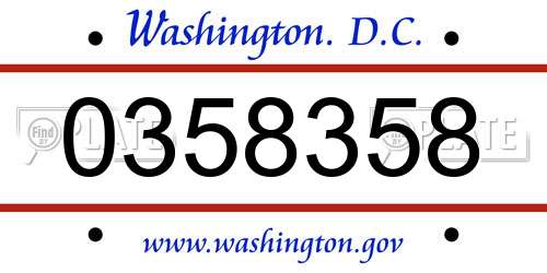 0358358 District Of Columbia License Plate
