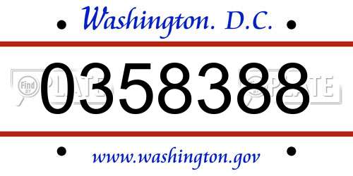 0358388 District Of Columbia License Plate