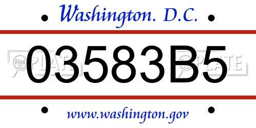 03583B5 District Of Columbia License Plate