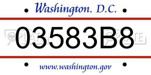 03583B8 District Of Columbia License Plate