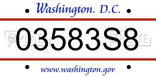 03583S8 District Of Columbia License Plate