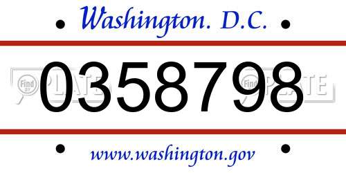 0358798 District Of Columbia License Plate