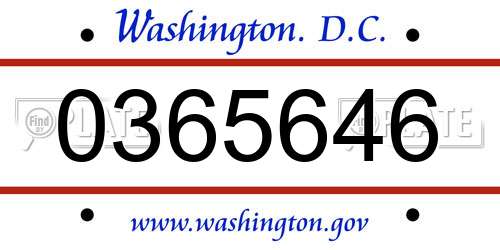0365646 District Of Columbia License Plate