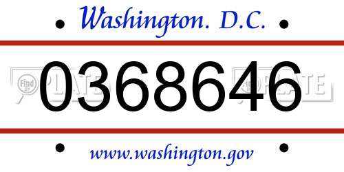 0368646 District Of Columbia License Plate