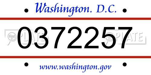 0372257 District Of Columbia License Plate