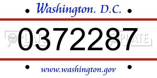 0372287 District Of Columbia License Plate