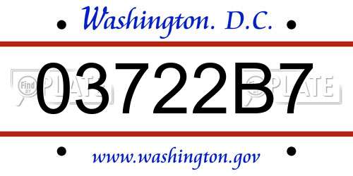 03722B7 District Of Columbia License Plate