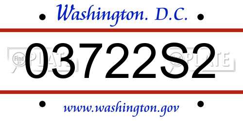 03722S2 District Of Columbia License Plate