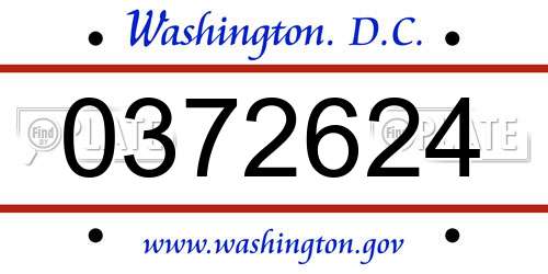 0372624 District Of Columbia License Plate