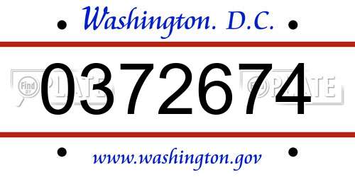 0372674 District Of Columbia License Plate