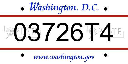 03726T4 District Of Columbia License Plate