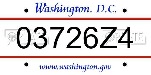 03726Z4 District Of Columbia License Plate