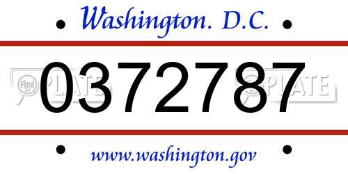 0372787 District Of Columbia License Plate
