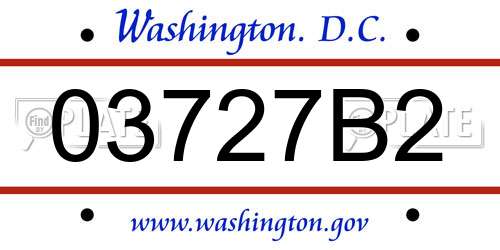 03727B2 District Of Columbia License Plate