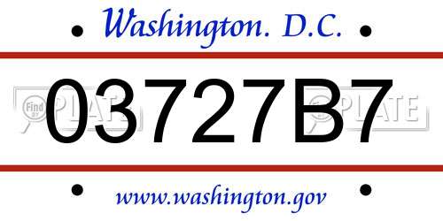 03727B7 District Of Columbia License Plate