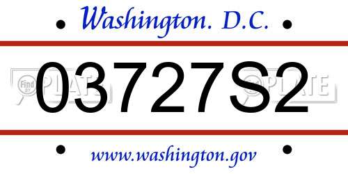 03727S2 District Of Columbia License Plate