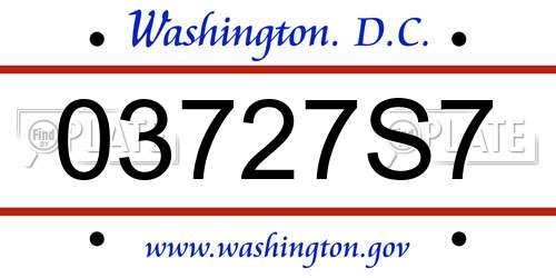 03727S7 District Of Columbia License Plate
