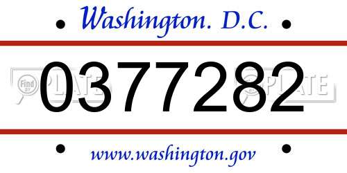 0377282 District Of Columbia License Plate