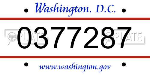 0377287 District Of Columbia License Plate