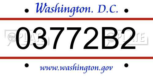 03772B2 District Of Columbia License Plate
