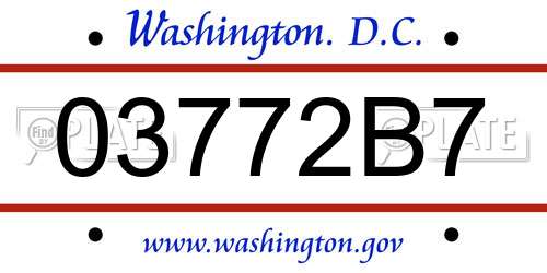 03772B7 District Of Columbia License Plate