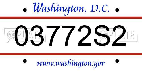 03772S2 District Of Columbia License Plate
