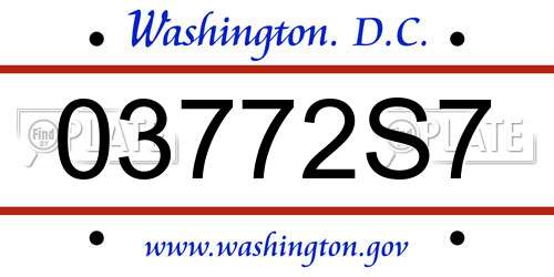 03772S7 District Of Columbia License Plate
